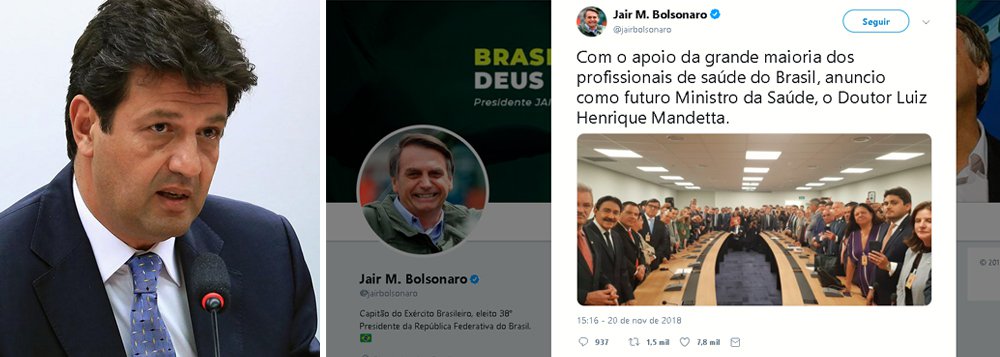 Bolsonaro escolhe mais um do DEM: Mandetta, investigado, para a Saúde