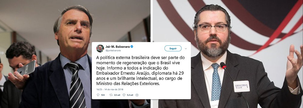 Bolsonaro anuncia Ernesto Araújo como ministro das Relações Exteriores