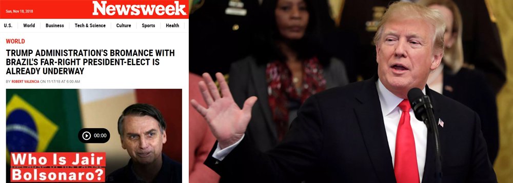 Newsweek descreve relação entre Bolsonaro e Trump: ‘amor está no ar’