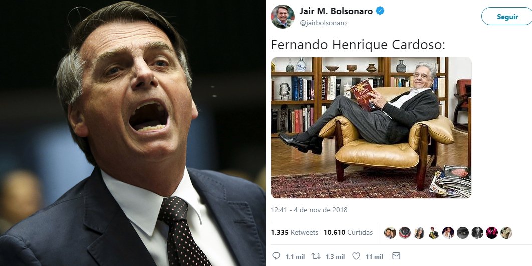 Após crítica do ex-presidente, Bolsonaro ironiza FHC no Twitter