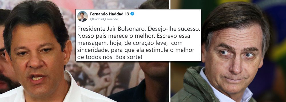 Haddad cumprimenta Bolsonaro pela vitória