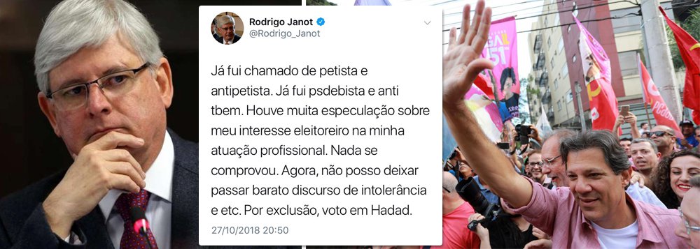 Janot, que comandou a Lava Jato, declara voto em Fernando Haddad