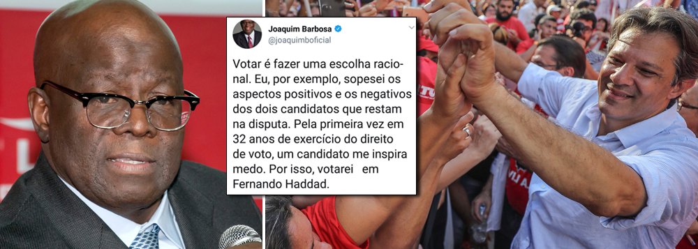 Urgente: Joaquim Barbosa abre voto em Haddad