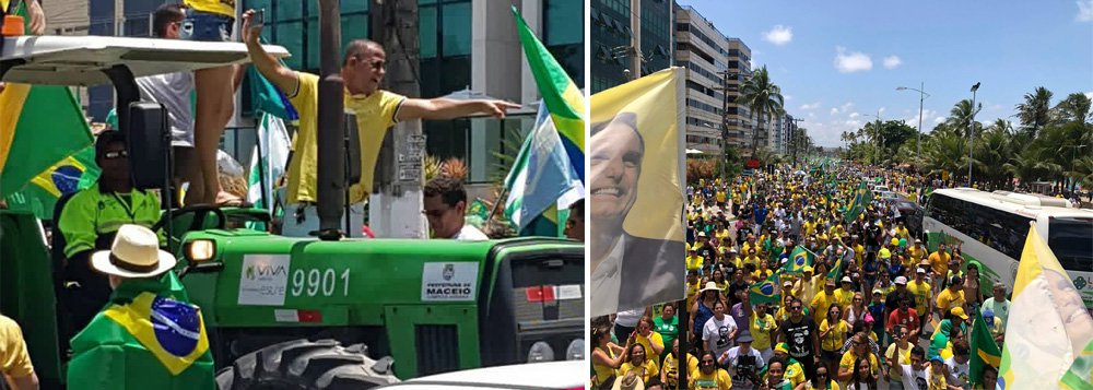 Apoiadores de Bolsonaro usam trator de Prefeitura em manifestação