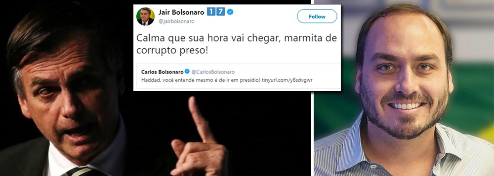 Bolsonaro e filho fazem ameaça pública a Haddad
