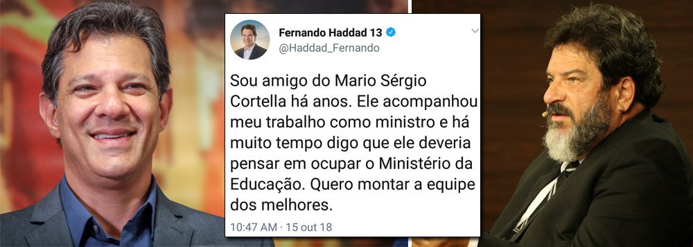 Haddad convida Mario Sérgio Cortella para Ministério da Educação