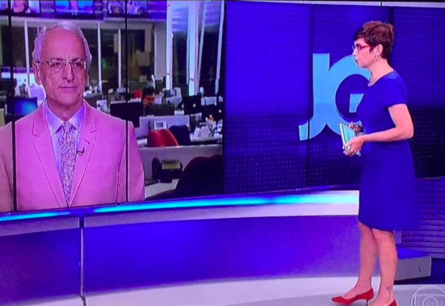 Contra Damares, Renata usa azul e Pontual rosa no Jornal da Globo