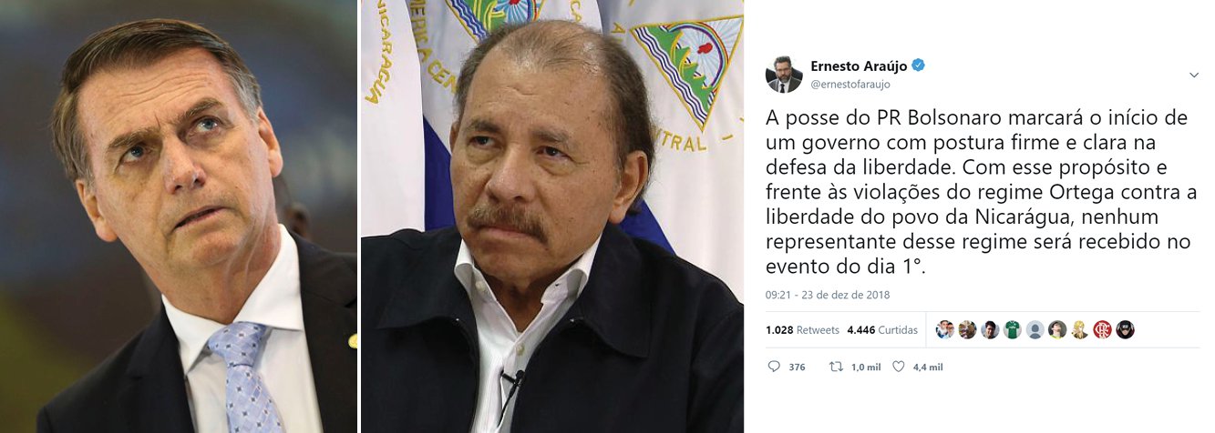 Depois de Cuba e Venezuela, Bolsonaro desconvida Nicarágua para sua posse
