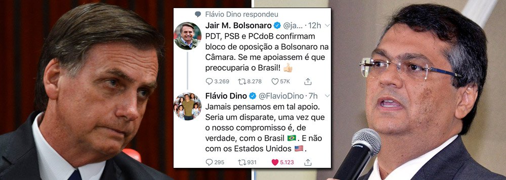 Bolsonaro critica oposição de esquerda e toma invertida de Dino