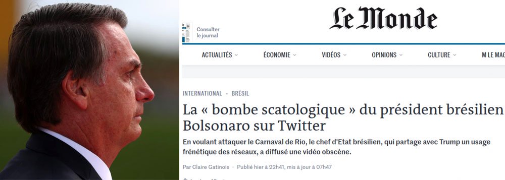 Le Monde: Bolsonaro deflagrou 'bomba escatológica' no carnaval