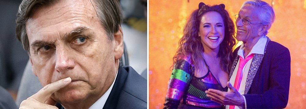 Em pleno Carnaval, Bolsonaro ataca Caetano e Daniela Mercury