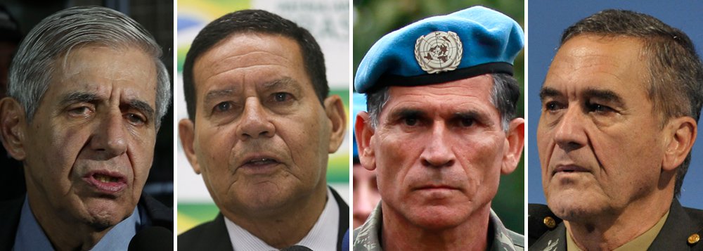 Junta militar assume o poder: Heleno, Mourão, Cruz e Villas-Bôas