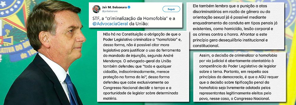 Para Bolsonaro, homofobia não precisa ser crime no País que mais mata LGBT