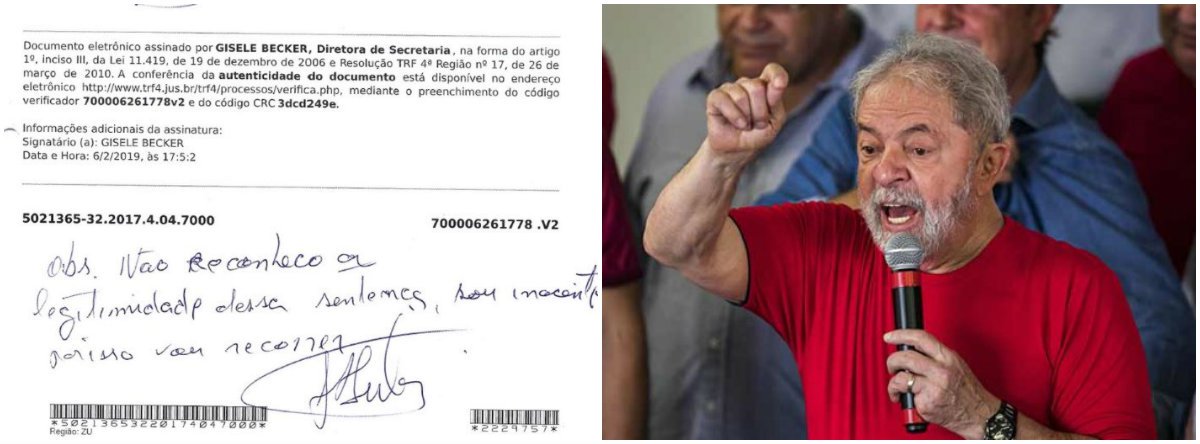 De próprio punho, Lula rejeita condenação: não reconheço, sou inocente