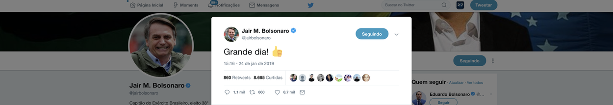 Bolsonaro posta 'grande dia' após saída de Jean Wyllys do Brasil