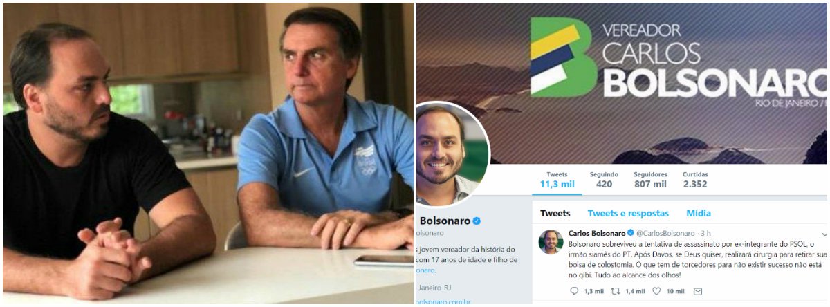 Carlos Bolsonaro volta a insinuar que querem a morte de seu pai