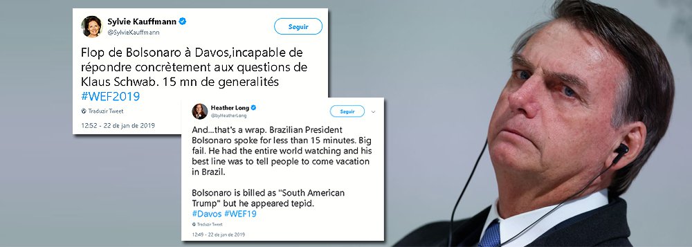 Imprensa mundial fala em “grande fracasso” de Bolsonaro em Davos