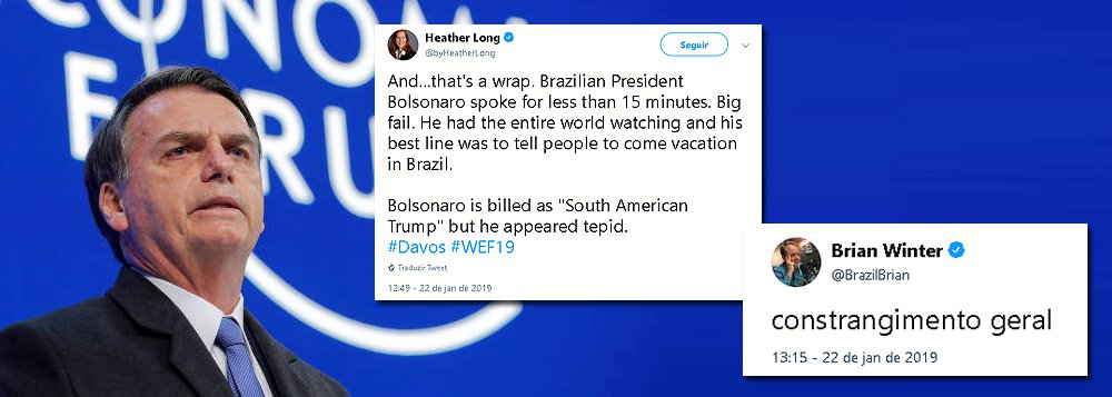 Correspondente internacional em Davos sobre Bolsonaro: constrangimento geral