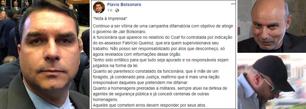 Cada vez mais enrolado, Flávio Bolsonaro diz que não sabe nada de nada