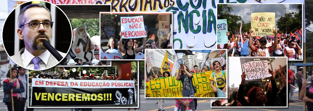 Estudantes tomam as ruas do Brasil e Weintraub, o ministro da ignorância, é vaiado na Câmara