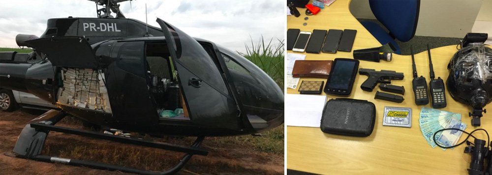 PF apreende helicóptero de empresa de Brasília cheio de cocaína