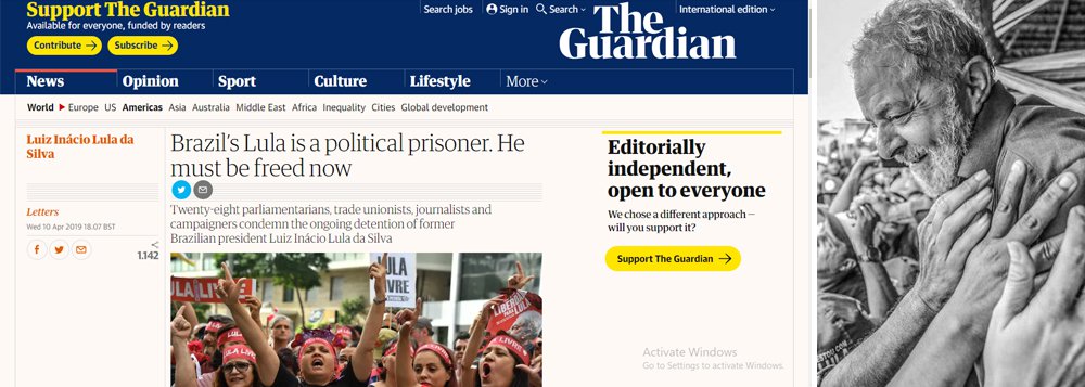 Lula é preso político e deve ser libertado, dizem parlamentares no Guardian