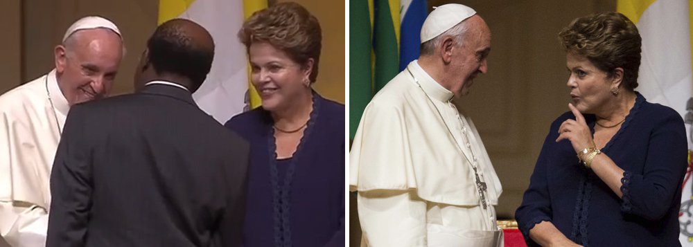 Barbosa cumprimenta o papa e ignora Dilma