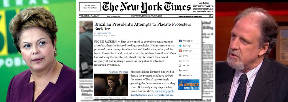 NYT lista "fracassos" de Dilma em resposta a protestos