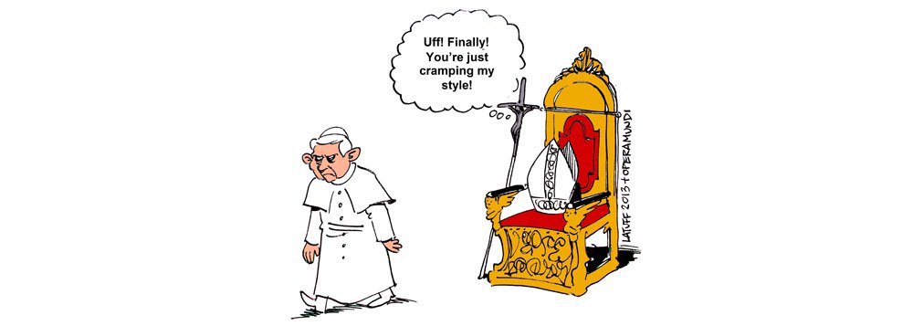 Na arte de Latuff, Jesus celebra queda do papa