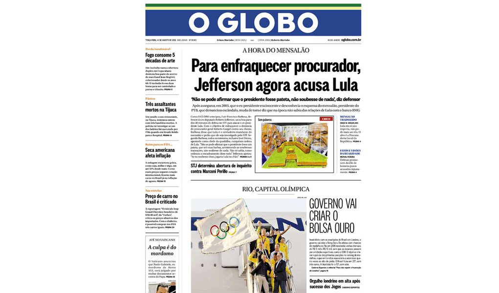 Jefferson também deu nó no jornal O Globo