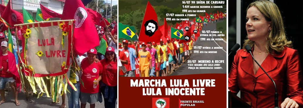 Gleisi apoia marcha que vai de Caruaru a Recife