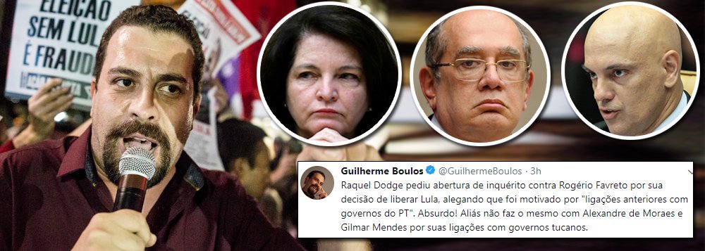 Boulos: Raquel Dodge protege ministros ligados ao PSDB