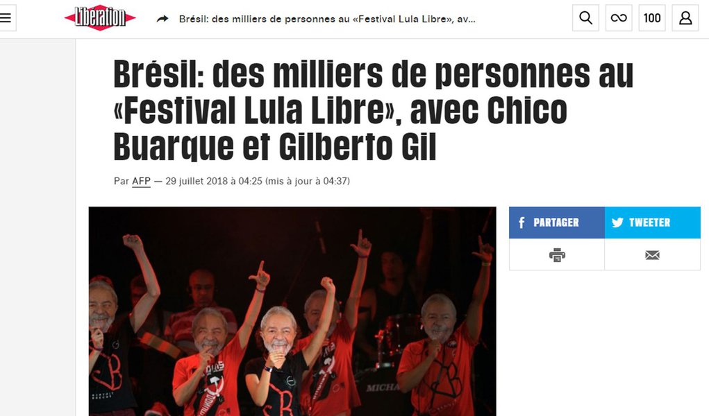 Imprensa francesa destaca milhares de pessoas no festival Lula Livre