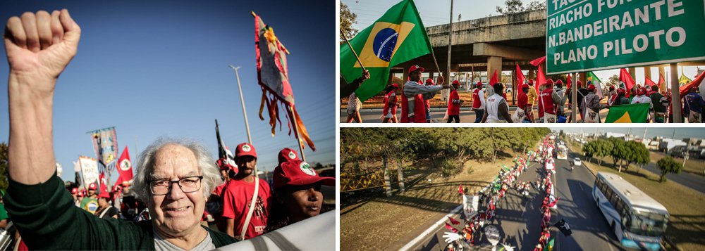 Marcha nacional Lula Livre chega ao perímetro urbano de Brasília