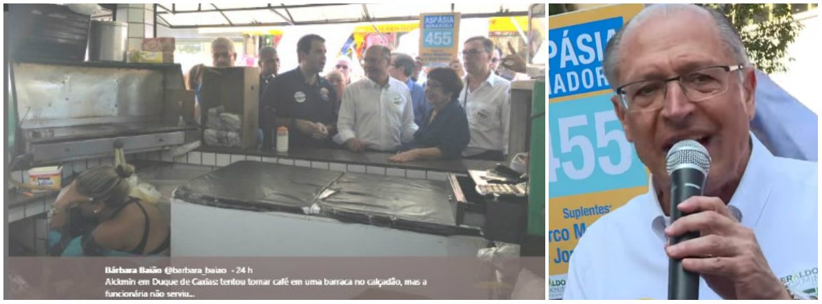 Alckmin tenta tomar café em Duque de Caxias e funcionária se esconde