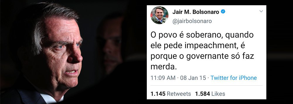 Bolsonaro em 2015: quando o povo pede impeachment é porque o governante só faz merda