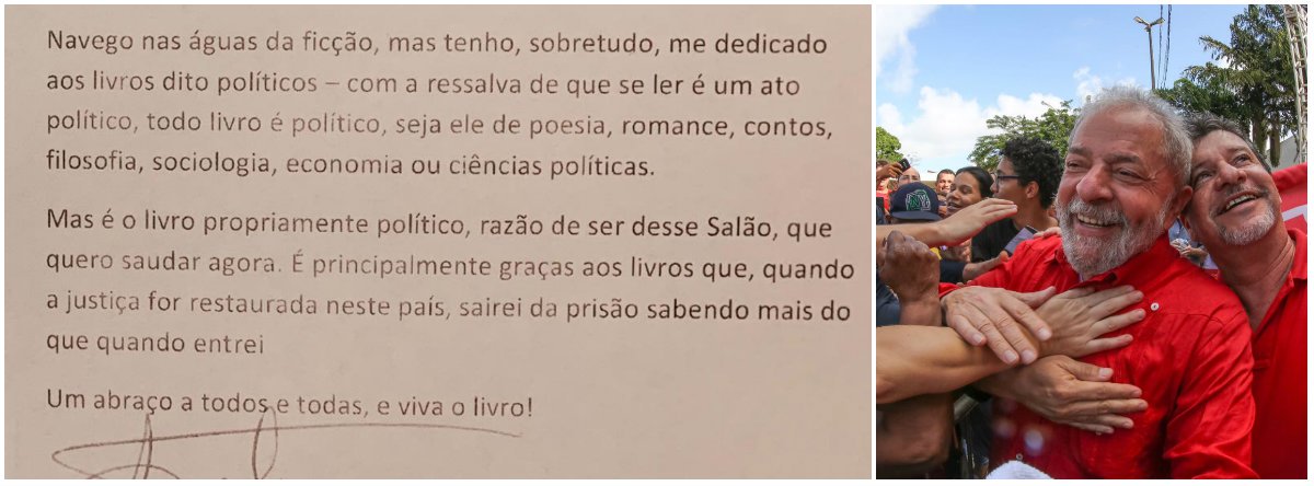 Lula saúda os livros: sairei da prisão sabendo mais do que entrei