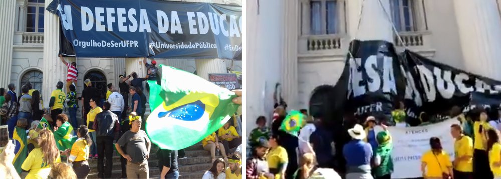 Bolsonaristas arrancam cartaz em defesa da Educação na UFPR