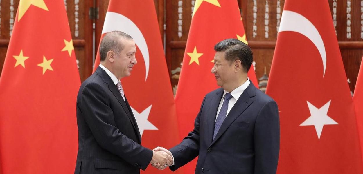 Presidente Xi Jinping da China e Recep Tayyip Erdogan da Turquia