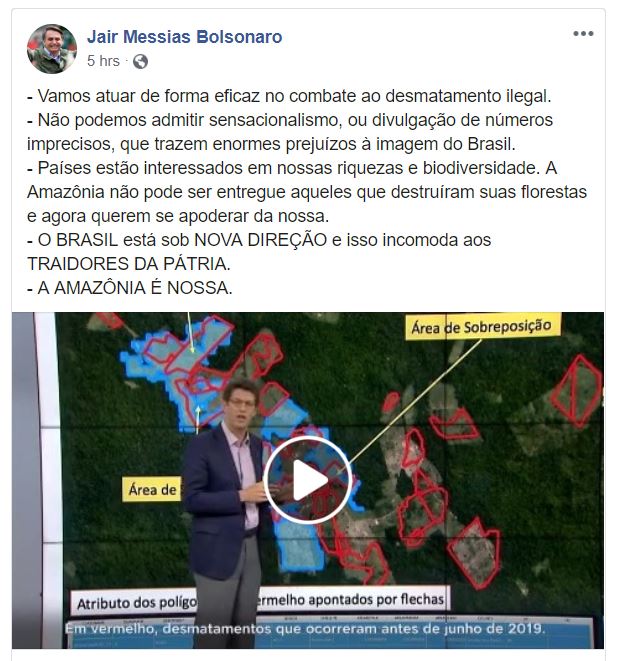 No Facebook, Bolsonaro ataca 