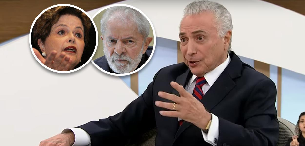 Da esq.: para a dir.: Dilma Rousseff, Luiz Inácio Lula da Silva e Michel Temer
