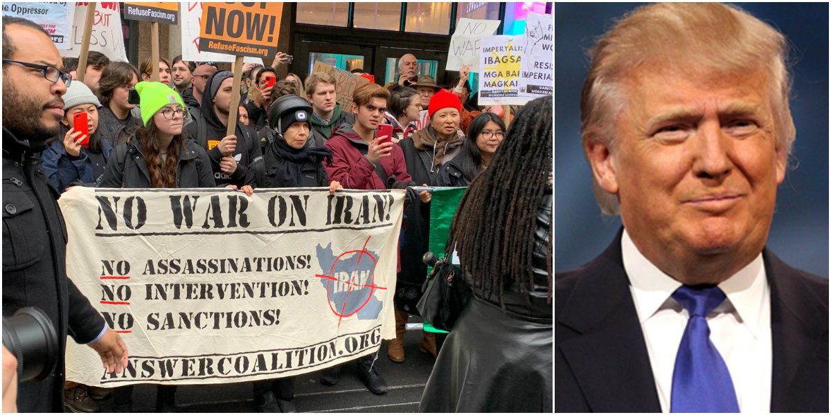 Americanos protestam contra ataque de Trump a Irã e Iraque (Foto: Myrian Marques | Reuters) Americanos protestam contra ataque de Trump a Irã e Iraque