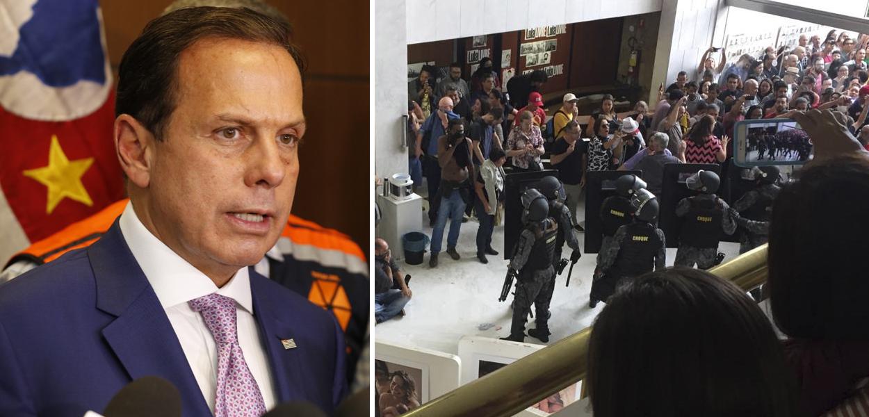 João Doria; Polícia de Choque da PM na Assembléia Legislativa de São Paulo durante votação da Reforma da Previdência