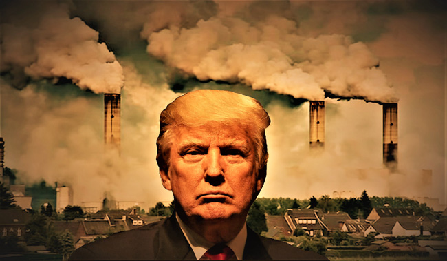 Trump e chaminés poluidoras