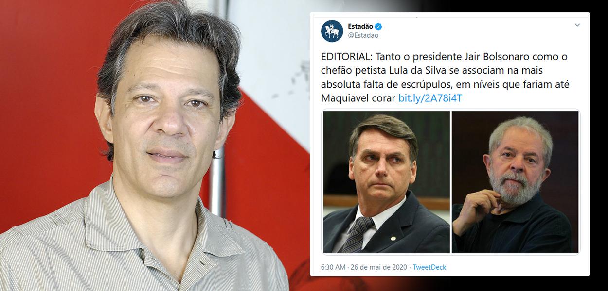 Haddad reage ao Estadão e compara jornal com Bolsonaro: 'escolha que ficou muito difícil'