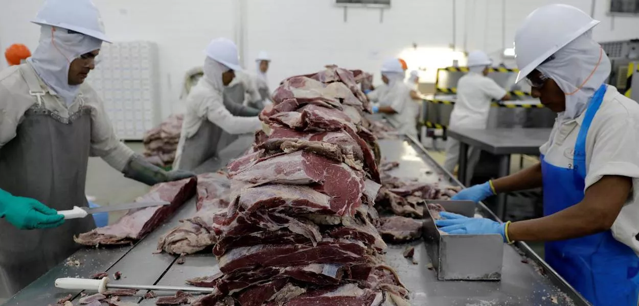 Processamento de carne bovina em frigorífico em Santana de Parnaíba (SP)