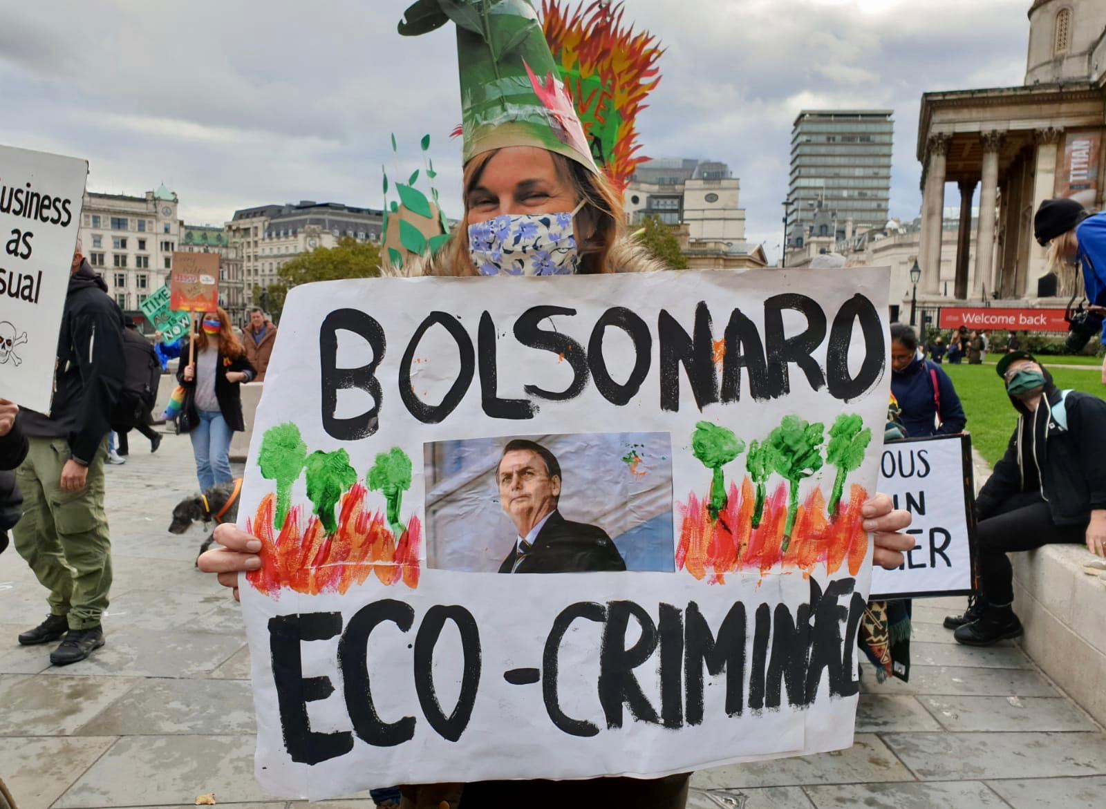 Protesto contra Bolsonaro em Londres
