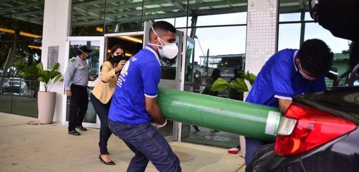 Falta de oxigênio em Manaus (Foto: Reprodução/Junio Matos) Falta de oxigênio em Manaus
