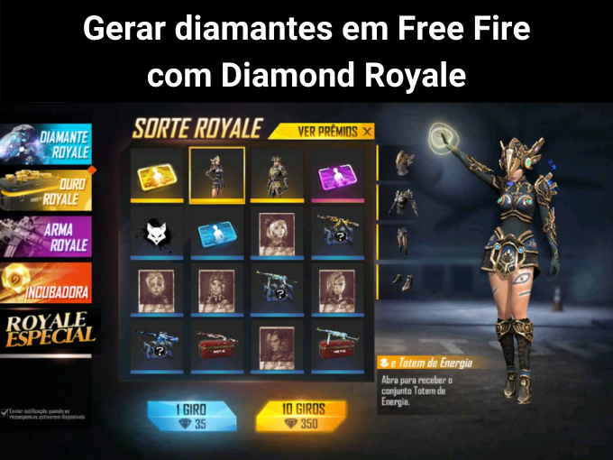 Gerar diamantes com Diamond Royale