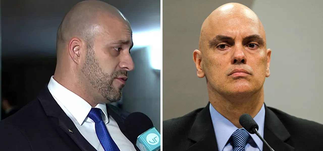 Daniel Silveira (à esq.) e Alexandre de Moraes